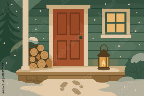 Winter leading handmade firewood taupe negative icon blue retreat grainy cozy vector