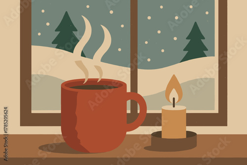 Winter text geometric moment steaming icon numbers vector cohesive color serene bubbles