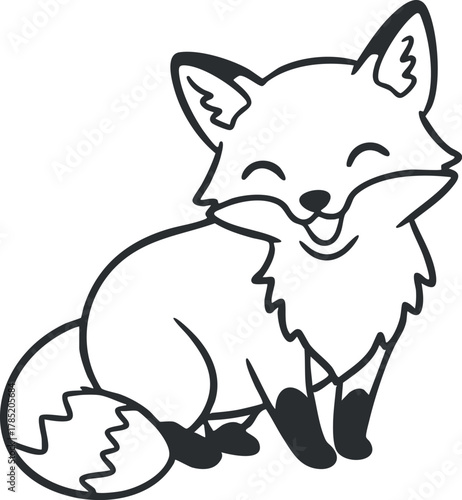 Cute cartoon vector illustration of a happy fox character with a playful expression, perfect for children’s designs and branding.