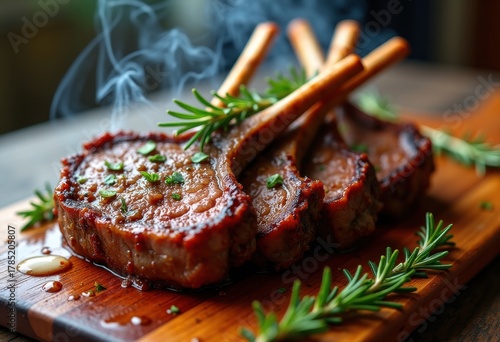 Marinated Lamb Chops Infused with Rosemary and Garlic Flavor Profile Stunning Food Art