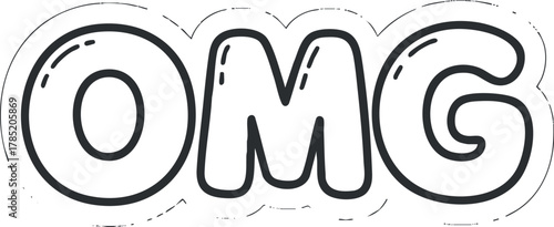 Playful vector illustration of the text 'OMG' in a fun and bold style, perfect for social media graphics and stickers