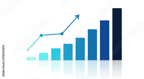 Visual representation of business growth and financial progress with upward trend.