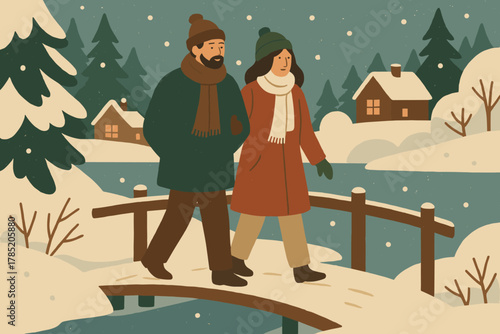 Cohesive icon winter marks figures vector from stroll their full lake no