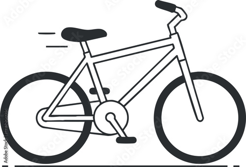 Stylish minimalist vector illustration of a bicycle emphasizing motion and speed for fitness and transportation concepts