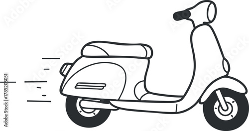 Minimalist line art illustration of a scooter, ideal for urban transportation design projects and mobility concepts