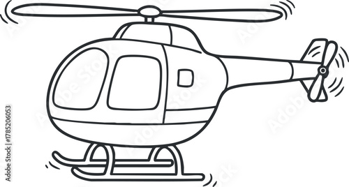 Outline vector illustration of a helicopter in a simple, modern style suitable for aviation-related projects and designs
