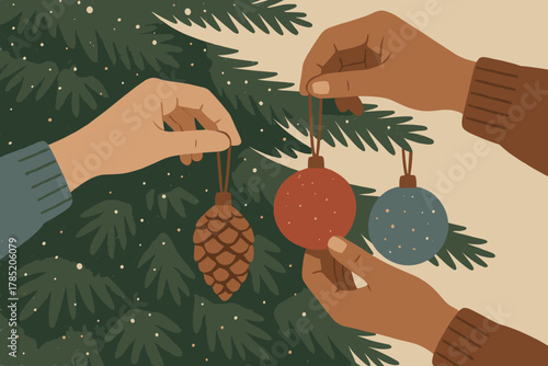 Tones decor dusty handmade tree icon hands no cohesive vector numbers geometric