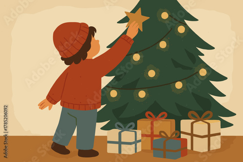 Decorating soft illustration gentle letters no tree vector icon characters flat christmas