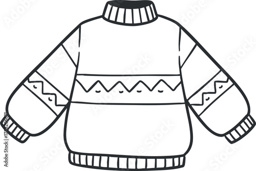Outline vector illustration of a cozy sweater design, perfect for fashion branding, clothing projects, or seasonal themes