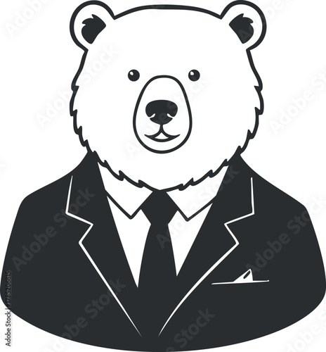 Stylish vector illustration of a bear character in a business suit, perfect for branding and creative projects