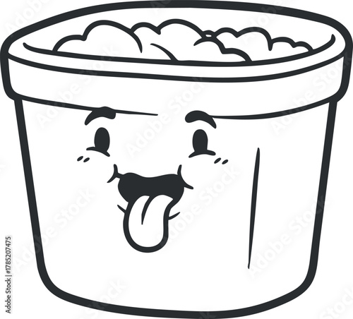 Playful cartoon vector illustration of a happy ice cream cup with a joyful expression, ideal for kids' designs and food-themed projects