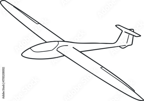 Outline vector illustration of a glider aircraft design for aviation-themed projects and educational materials