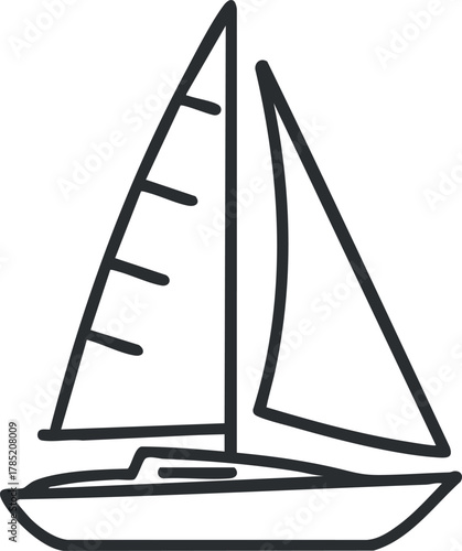 Stylized outline vector illustration of a sailboat ideal for nautical-themed design projects and maritime branding.