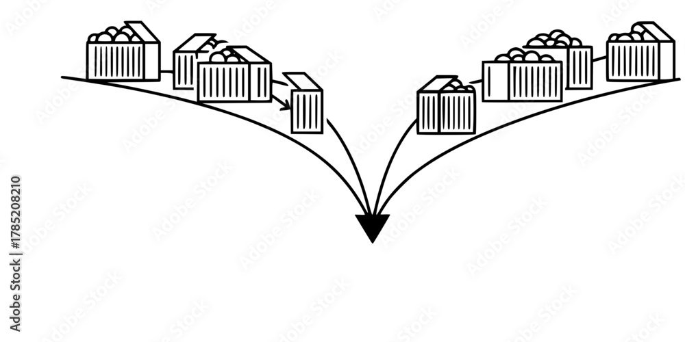 Fototapeta premium Dual Sourcing Strategy Intermodal Flat Vector Diagram