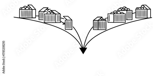 Dual Sourcing Strategy Intermodal Flat Vector Diagram