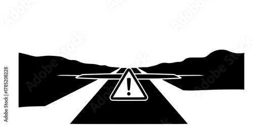 Suez Canal Chokepoint Warning Triangle Flat Vector Icon