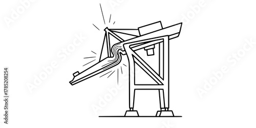 Port Capacity Pressure Gantry Crane Bending Line Art Vector