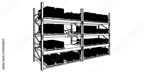 Warehouse Stockout Empty Broken Shelf Flat Vector Icon