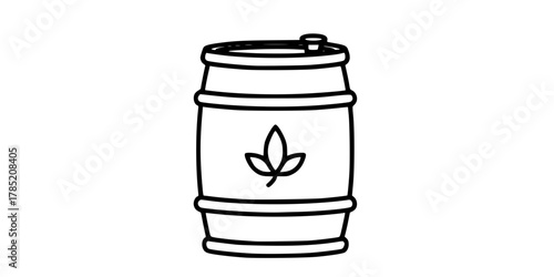 Biofuel Barrel Leaf Symbol Minimalist Line Art Vector