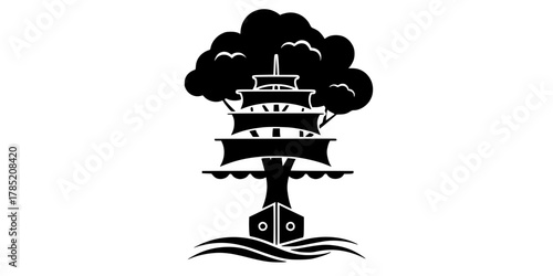 Tree Mast Ship Nautical Nature Blend Flat Vector Icon