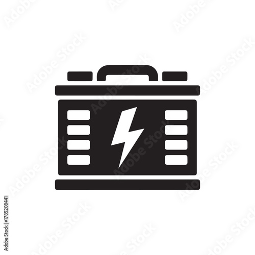 Car Battery Icon – Power Energy Symbol, Automotive Battery Silhouette Vector