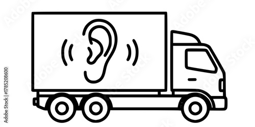 IoT Acoustic Monitoring Truck Simple Line Art Vector
