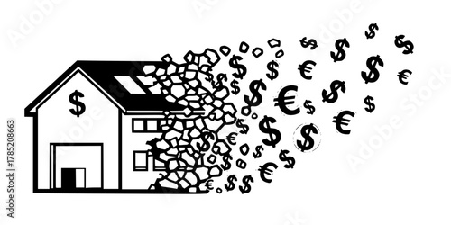 Warehouse Asset Liquidation Money Symbol Flat Vector Icon