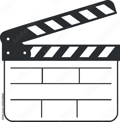 Clean vector illustration of a clapperboard symbolizing film production, ideal for media and entertainment projects