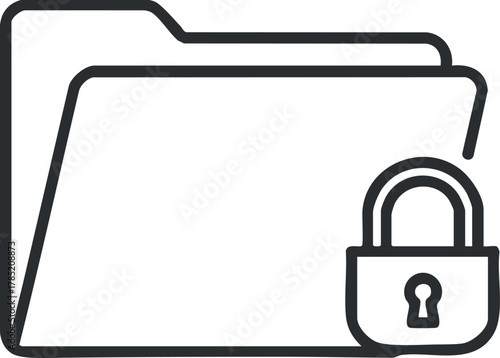 Outline vector illustration of a locked folder symbolizing data security and privacy for digital applications and design projects