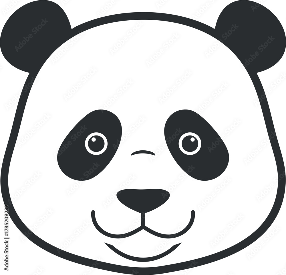 Fototapeta premium Cute minimalist vector illustration of a panda face, perfect for children's designs, logos, or nature-themed projects