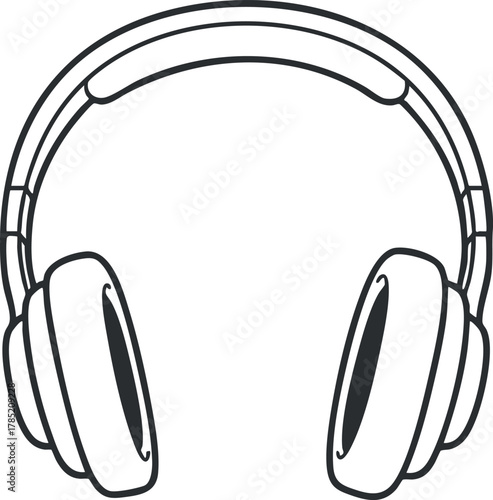 Minimalist black and white vector illustration of headphones designed for music and audio related projects