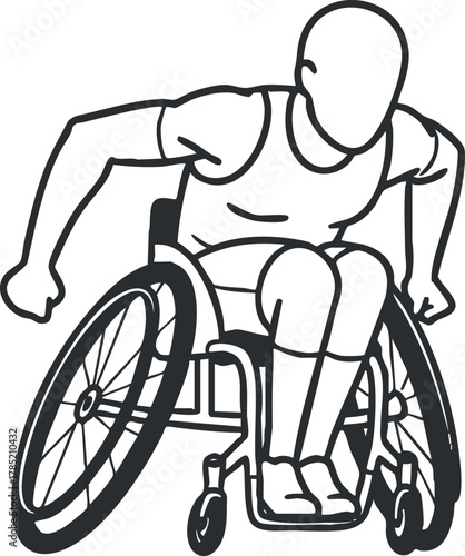 Dynamic vector illustration of a determined athlete in a wheelchair, showcasing strength and mobility for fitness and sports themes