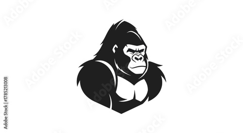 Bold gorilla silhouette logo design strong animal illustration on white