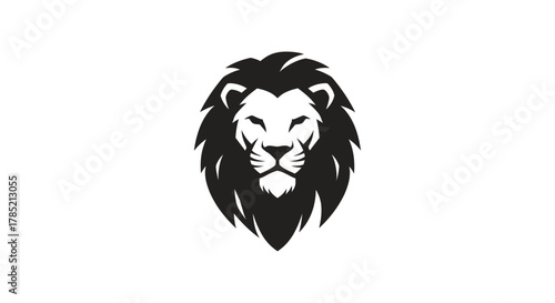 Bold lion head silhouette design on white background for commercial use