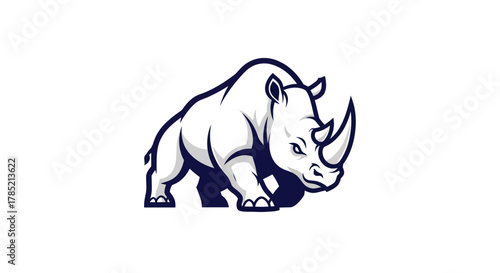 Bold white rhino silhouette on solid background for logos and design