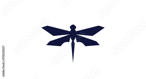 Dark blue dragonfly silhouette isolated on white background vector design