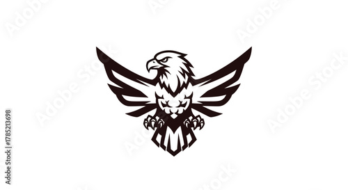 Eagle emblem silhouette with outstretched wings vector illustration