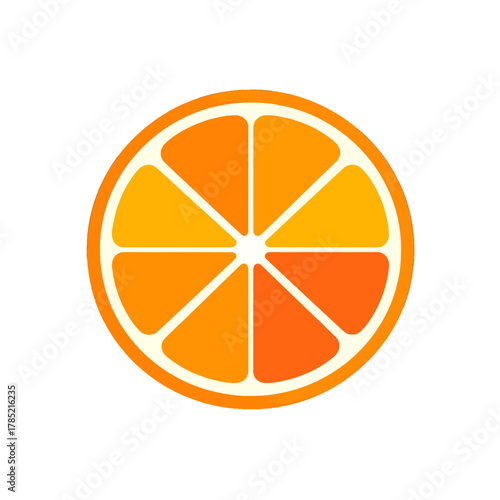 Vibrant Orange Slice Graphic with Symmetrical Segments on White Background