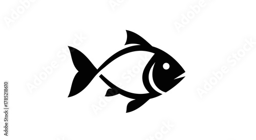 Stylized black fish silhouette illustration isolated on white background