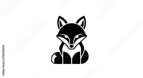Stylized black fox icon on white background vector illustration