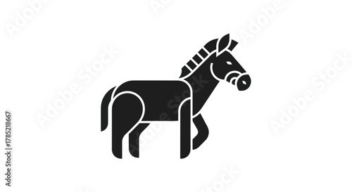 Stylized black horse silhouette equestrian animal graphic on white background