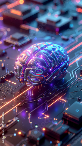 Artificial intelligence brain technology digital ai neural network machine learning concept design