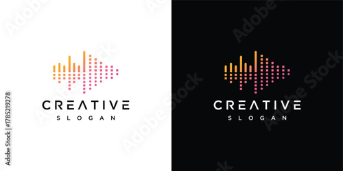 sound wave logo template, sound wave icon element, audio music symbol.