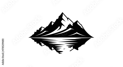 Monochrome mountain and reflection design outdoor scenery illustration