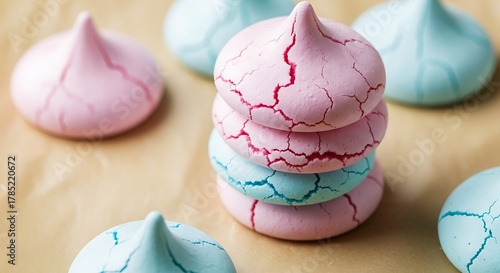 A delightful tower of homemade pastel meringue cookies, light and airy sweet treats perfect for any special occasion or simple indulgence