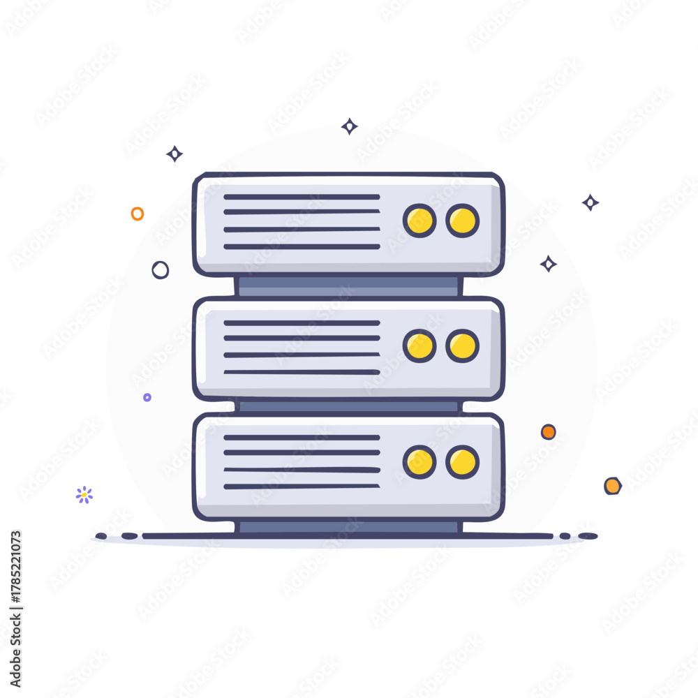 Fototapeta premium Modern server stack illustration representing data storage and cloud computing technology