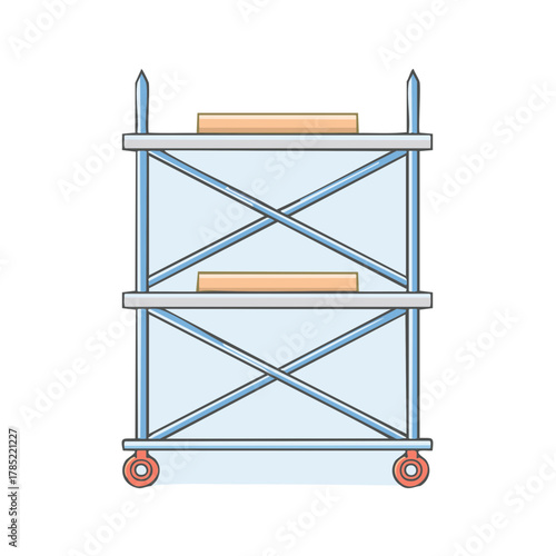 Portable mobile scaffolding unit with platforms and wheels construction equipment