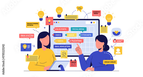 Creative content planning and strategy with interactive digital tools and team collaboration