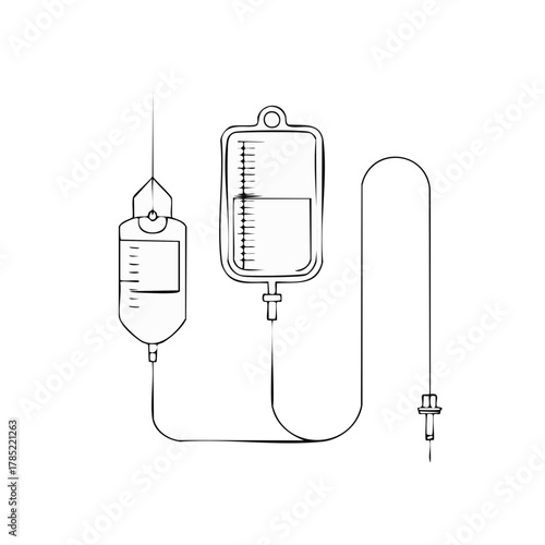 Medical IV Drip Infusion Set Vector Illustration, Healthcare and Medicine