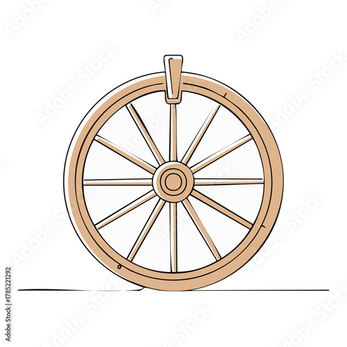 Antique Wooden Wheel with Spokes and Handle for Transportation Equipment